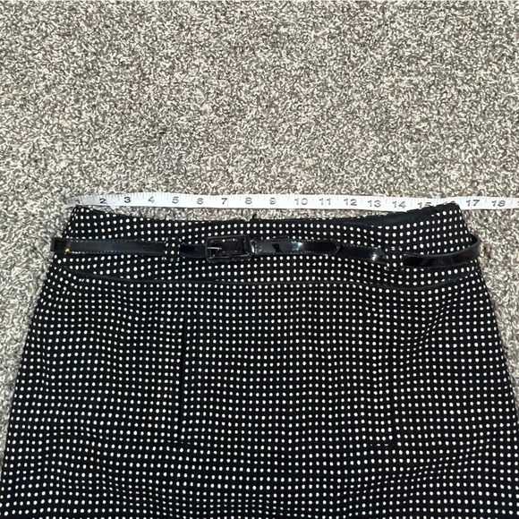 ANN TAYLOR SKIRT BLACK & WHITE DOT PRINT BELTED WOOL BLEND MID LENGTH SIZE 8 - Picture 6 of 11